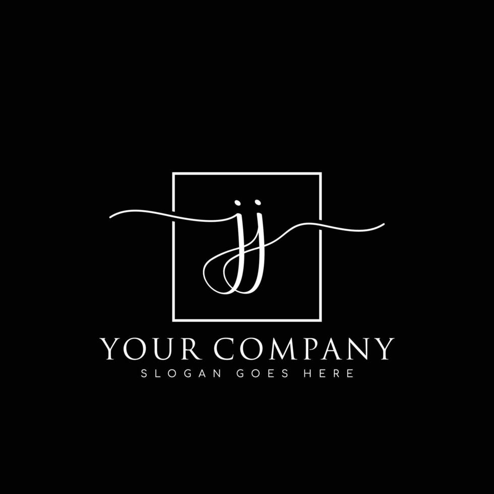 JJ Initial handwriting minimalist logo vector