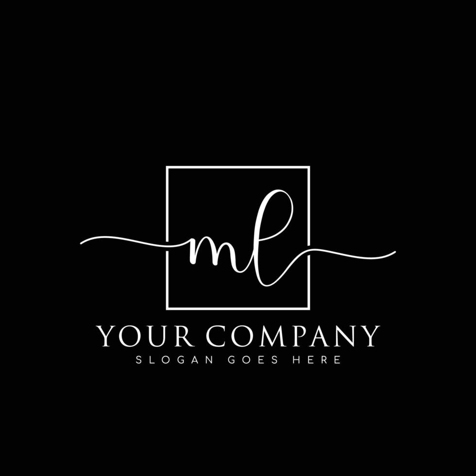 ML Initial handwriting minimalist logo vector