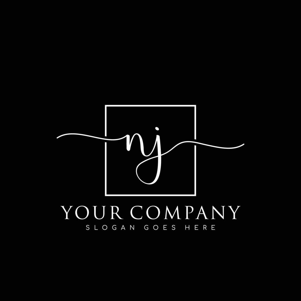 NJ Initial handwriting minimalist logo vector