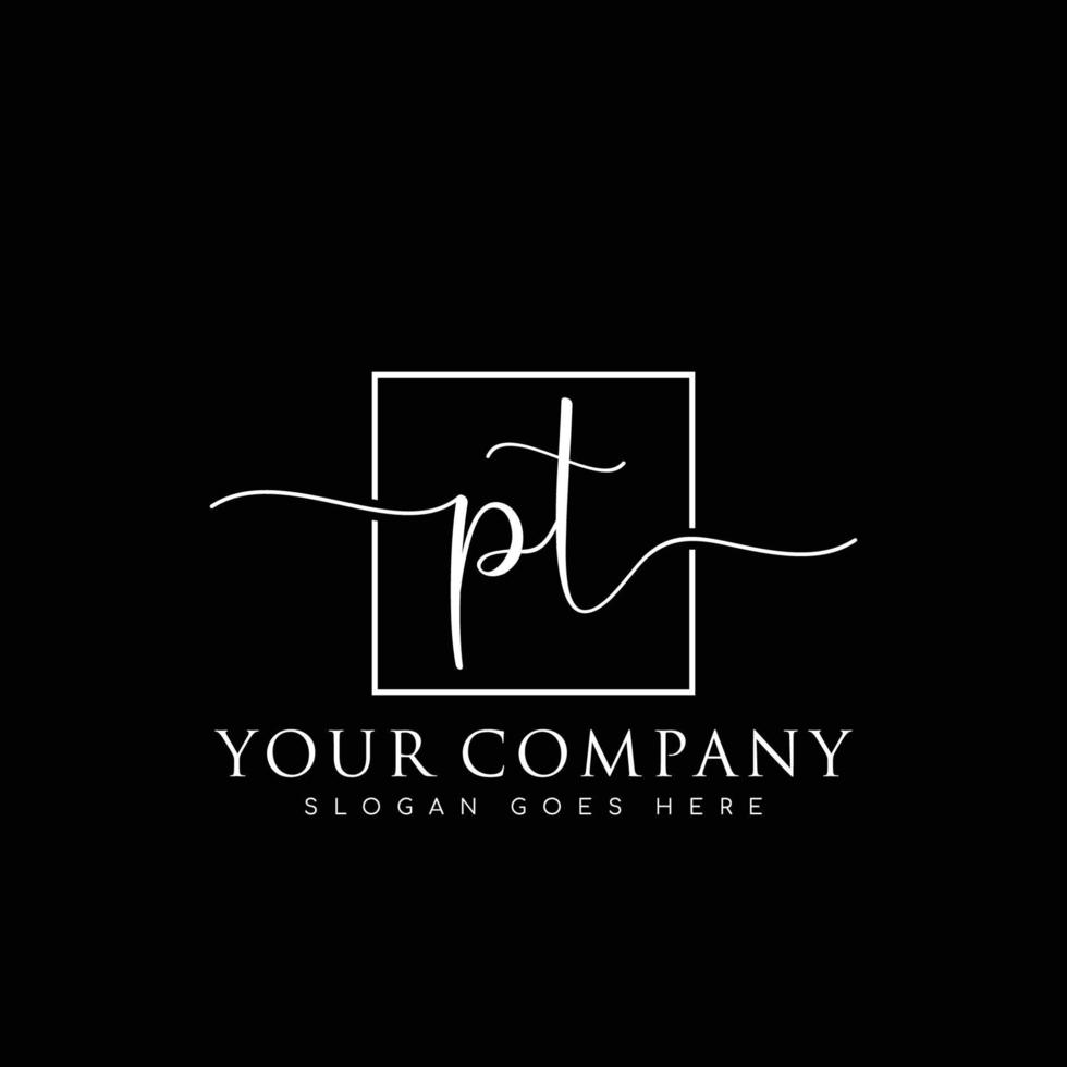 PT Initial handwriting minimalist logo vector