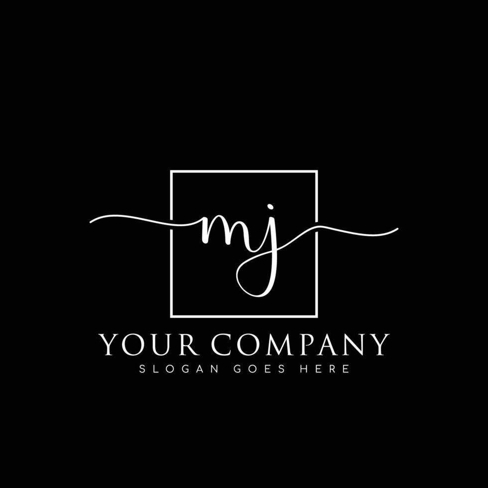 MJ Initial handwriting minimalist logo vector