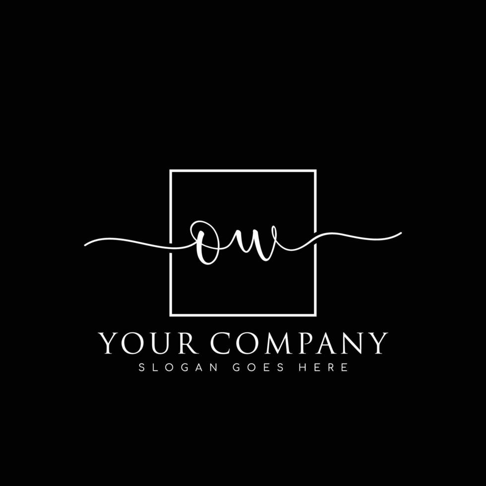 OW Initial handwriting minimalist logo vector