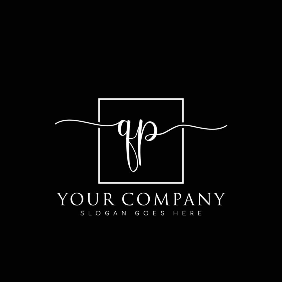 QP Initial handwriting minimalist logo vector