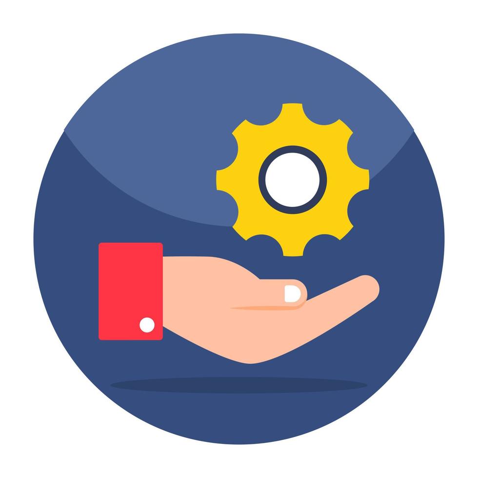 Gear on hand, icon of support vector