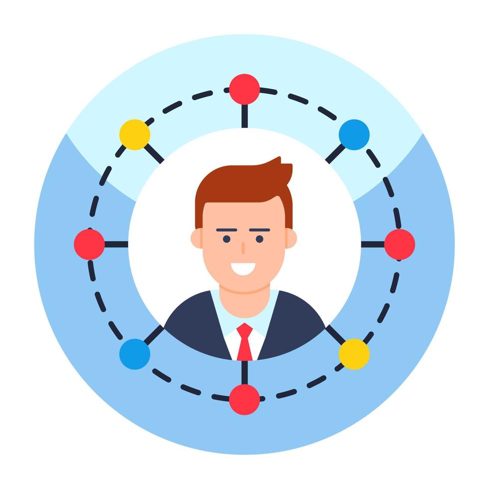 Flat design icon of user network vector