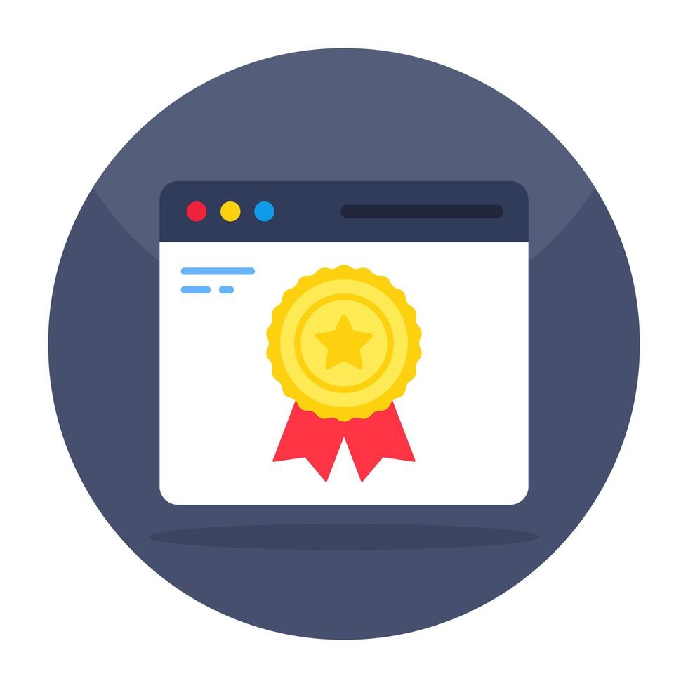 Editable design icon of awarded website vector