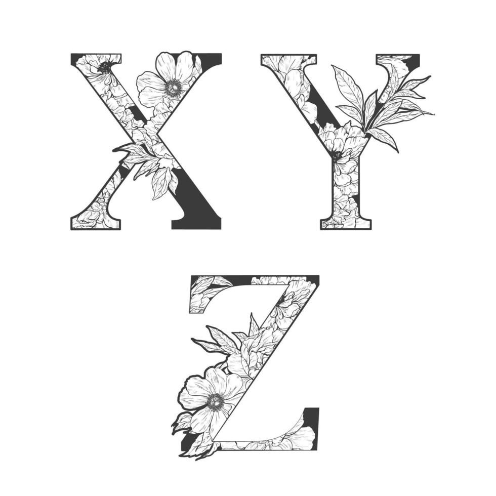 Vector flower alphabet.
