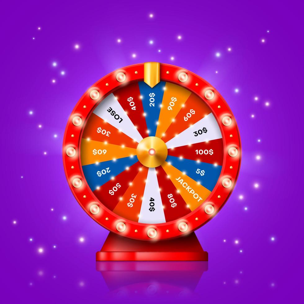 Fortune wheel spin, luck win game jackpot roulette vector