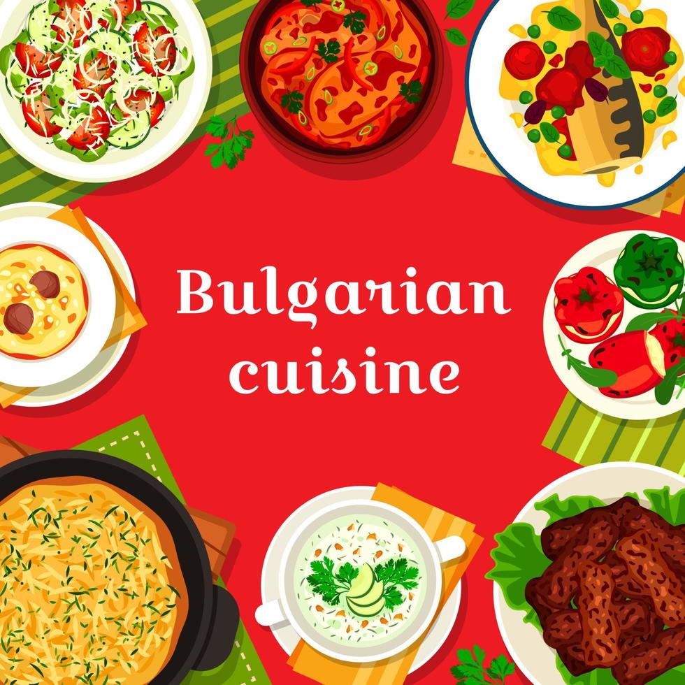 portada del menú de comidas del restaurante de cocina búlgara vector