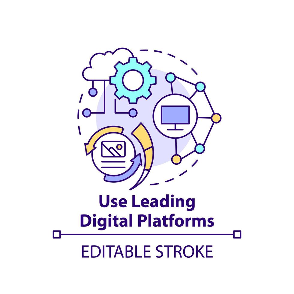 Use leading digital platforms concept icon. Digital first strategy abstract idea thin line illustration. Isolated outline drawing. Editable stroke. vector