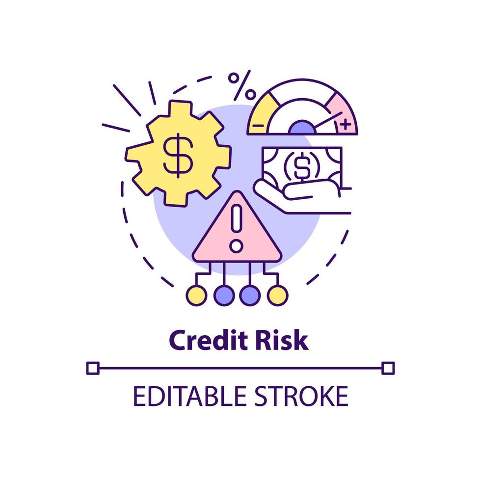 Credit risk concept icon. Risk category abstract idea thin line illustration. Financial hazards. Failure to repay loan. Isolated outline drawing. Editable stroke. vector