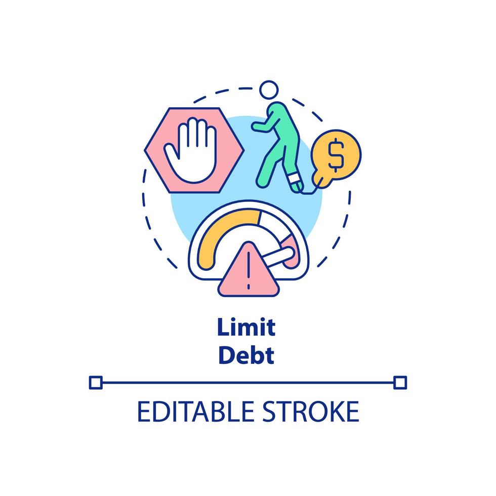 Limit debt concept icon. Additional step to risk management abstract idea thin line illustration. Apply for personal loan. Isolated outline drawing. Editable stroke. vector