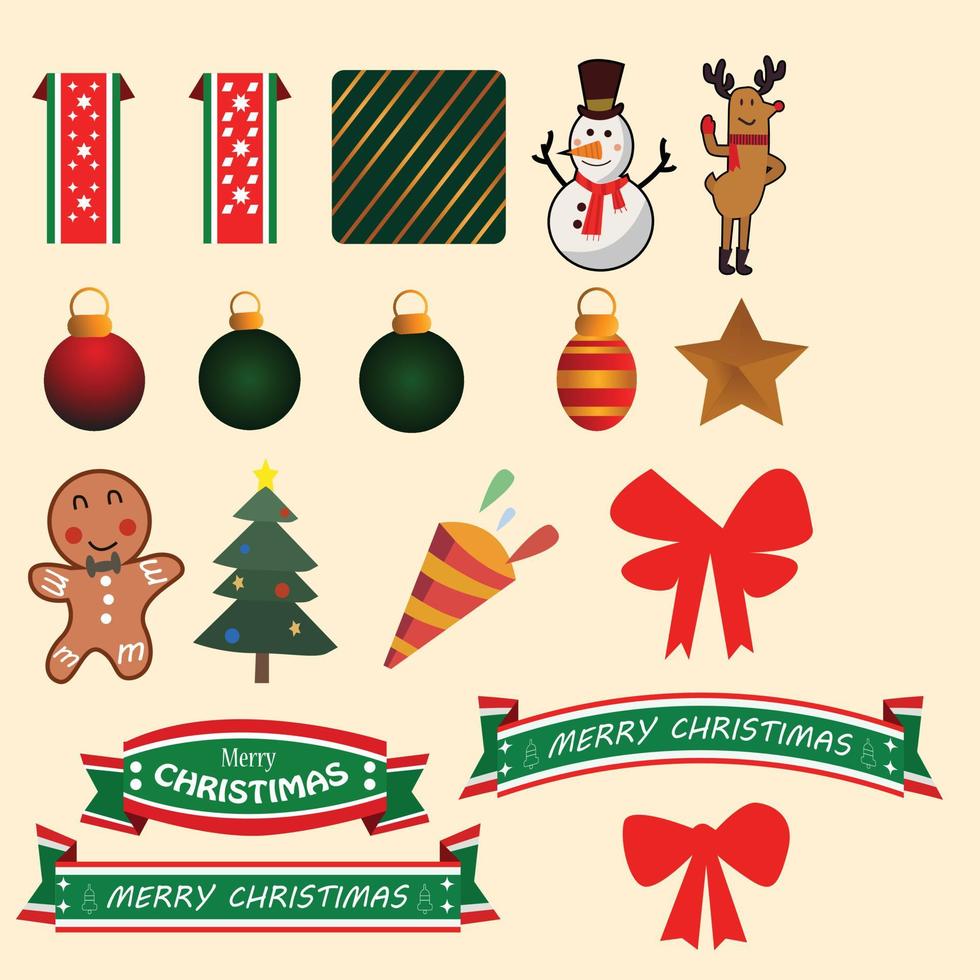 colección de paquete de banner de navidad de vector con bola de ilustración y para el día de navidad natal y feliz año nuevo saludo vacaciones de bienvenida