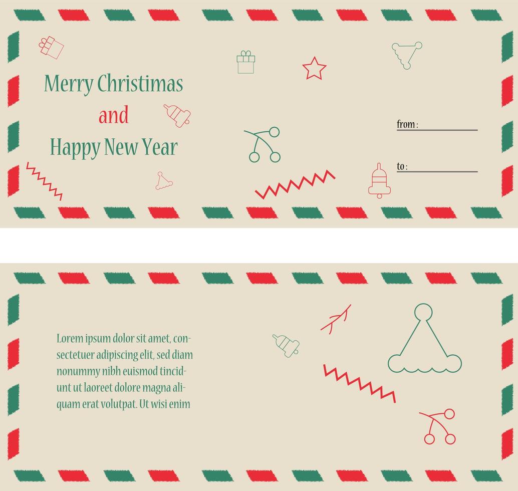 minimalist cute merry christmas and happy new year 2023 card design vector