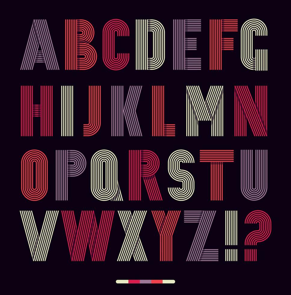 Retro stripes funky fonts set vector