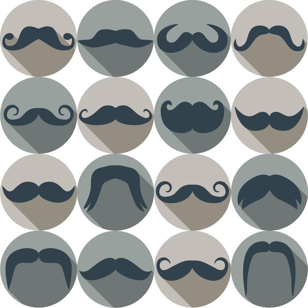 Moustaches set. Design elements.Seamless pattern. vector