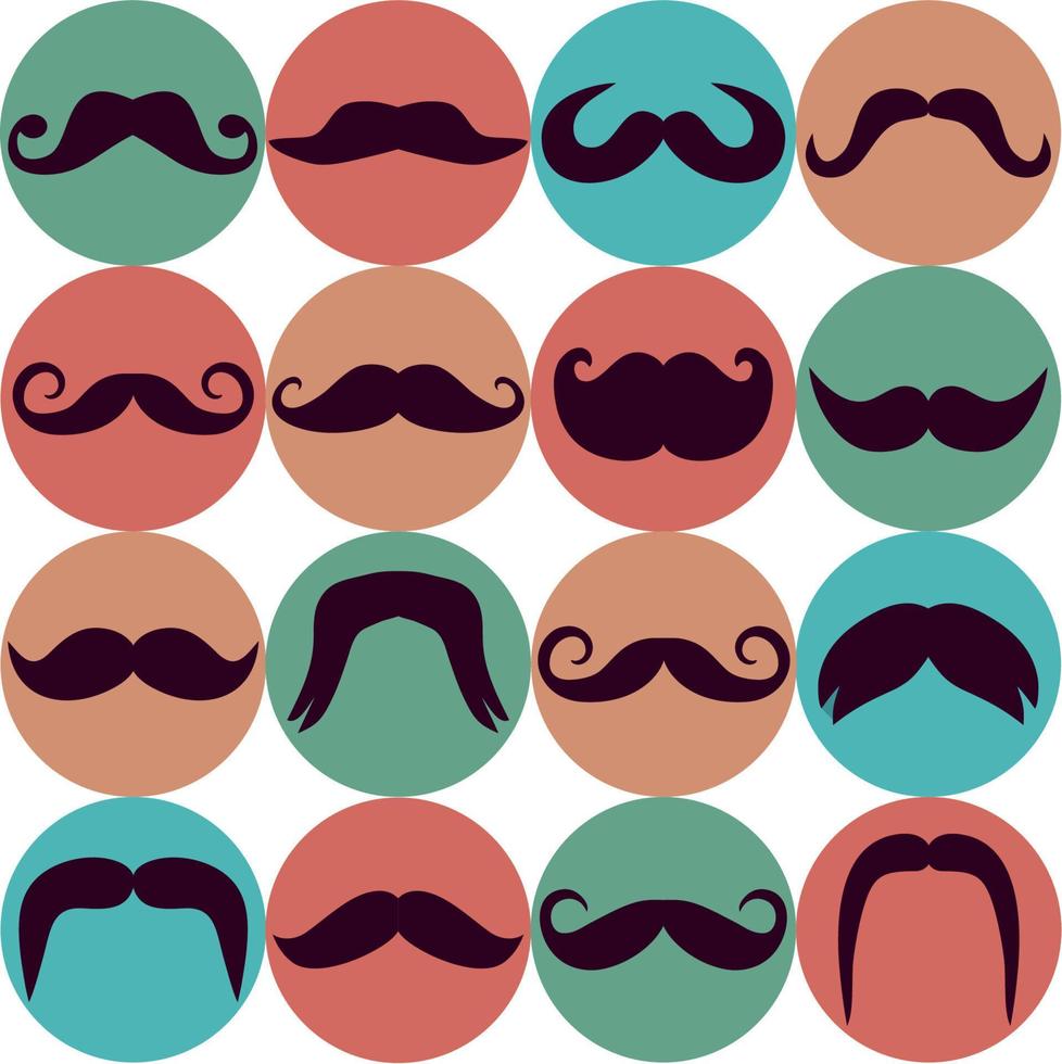 Stikers collection of moustaches. Vector illustration of trend symbols.