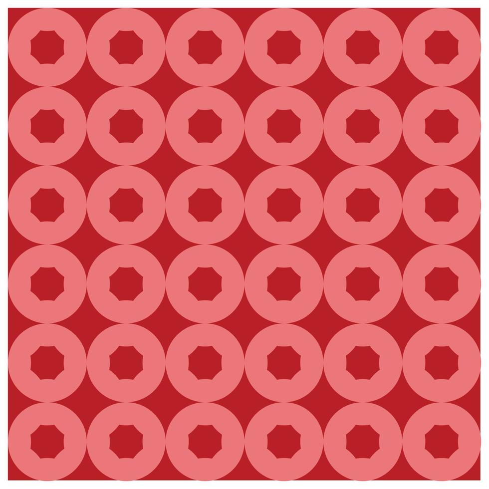 fondo geométrico con patrón de donut circular regular. papel tapiz abstracto sobre un fondo rojo brillante vector