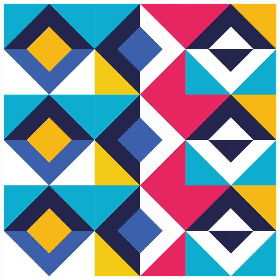 fondo geométrico con patrones de rombos y triángulos que se repiten regularmente. papel tapiz abstracto con fondo de colores brillantes vector