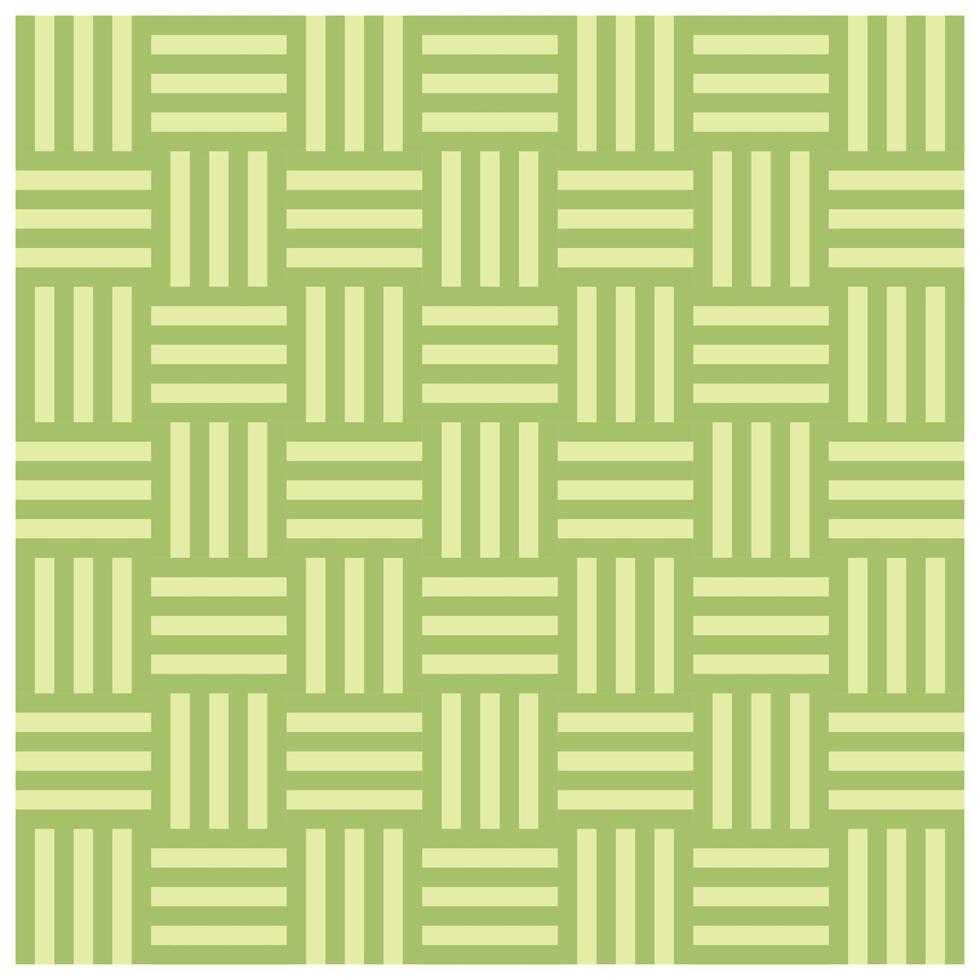 geometric background with woven bamboo pattern. A collection of rectangles arranged like woven bamboo. Abstract wallpaper on a bright green background vector