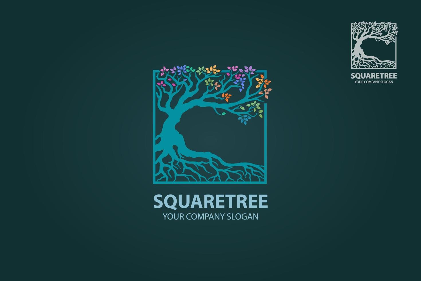 plantilla de logotipo de vector de árbol cuadrado. plantilla de logotipo adecuada para empresas y nombres de productos.