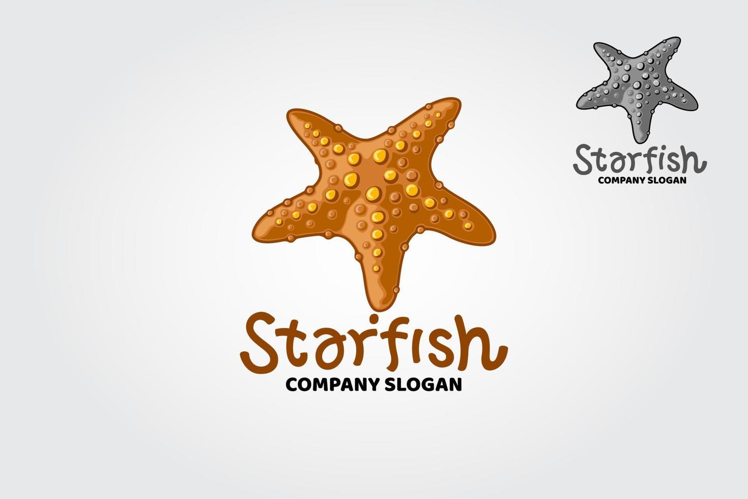 ilustración del logotipo de estrella de mar. la plantilla de logotipo vectorial es adecuada para nombres comerciales y de productos. la estrella de mar es una criatura brillante y colorida y siempre se ve muy profesional. vector