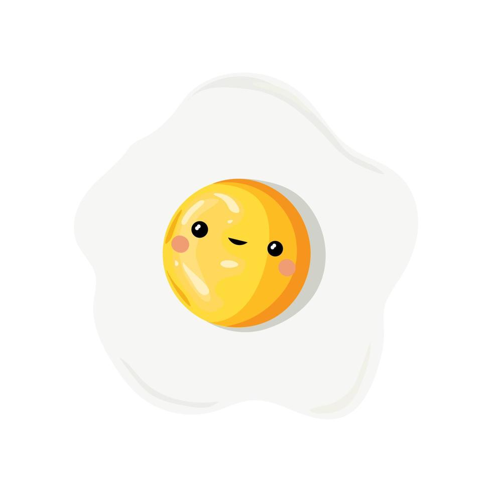 Fried eggs realistic vector illustration. Cartoon style.