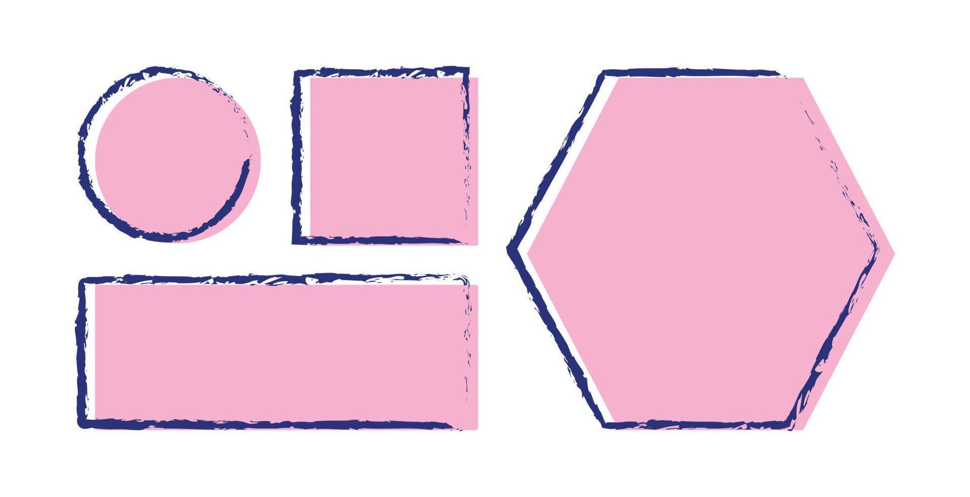 set of grunge hand drawn frame vector