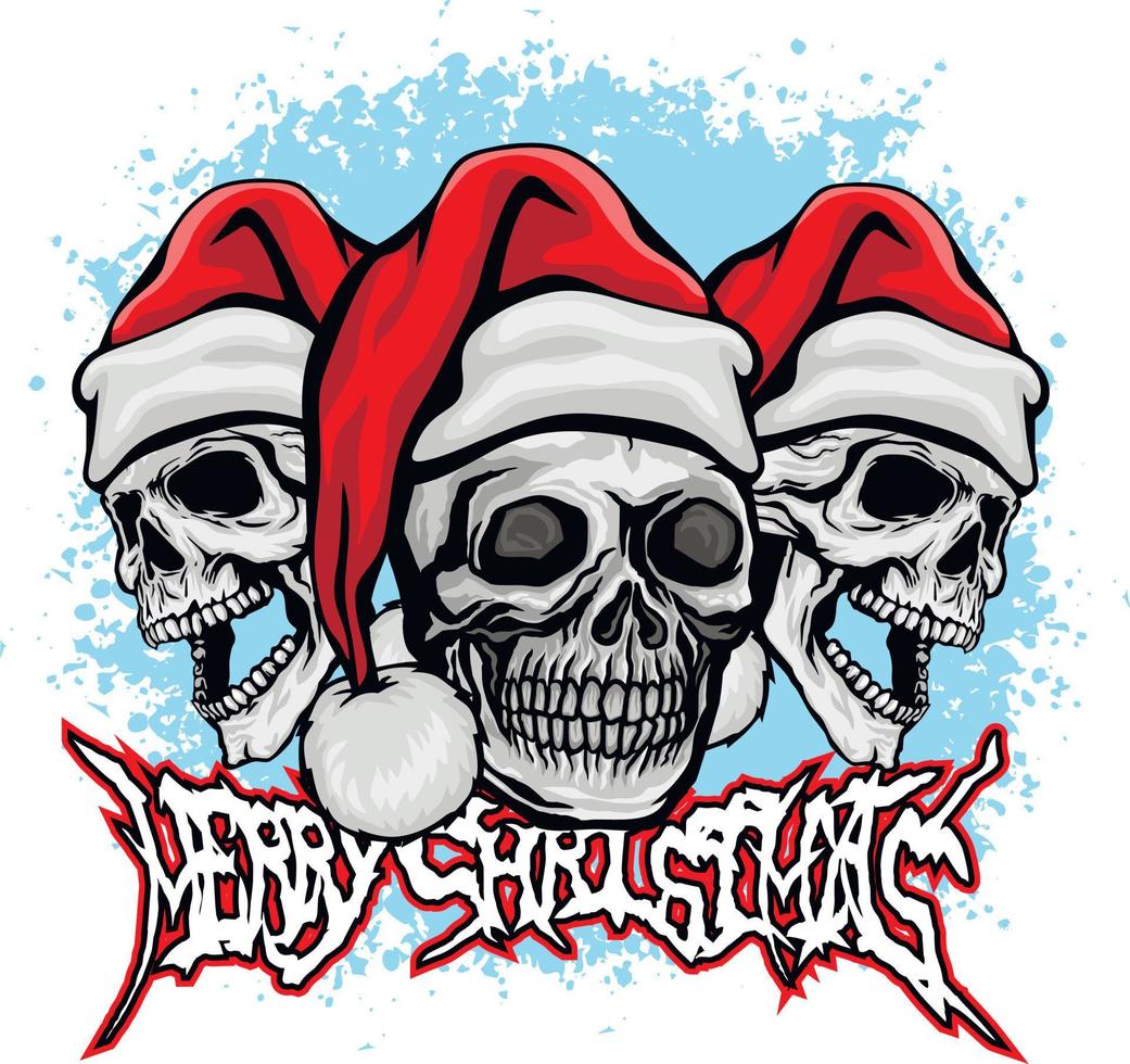 cartel de navidad con calavera, camisetas de diseño vintage grunge vector