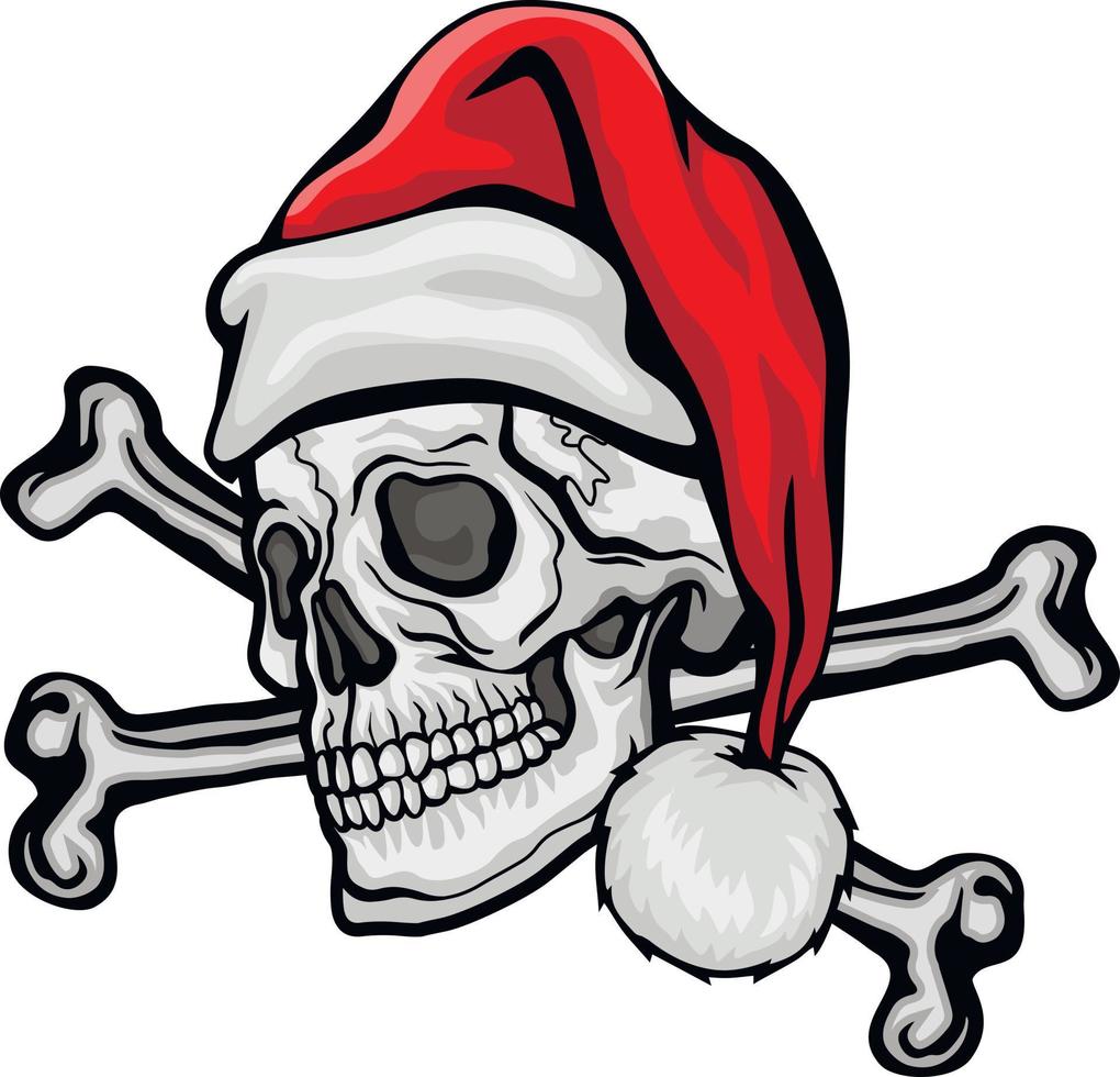 Xmas sign with skull, grunge vintage design t shirts vector