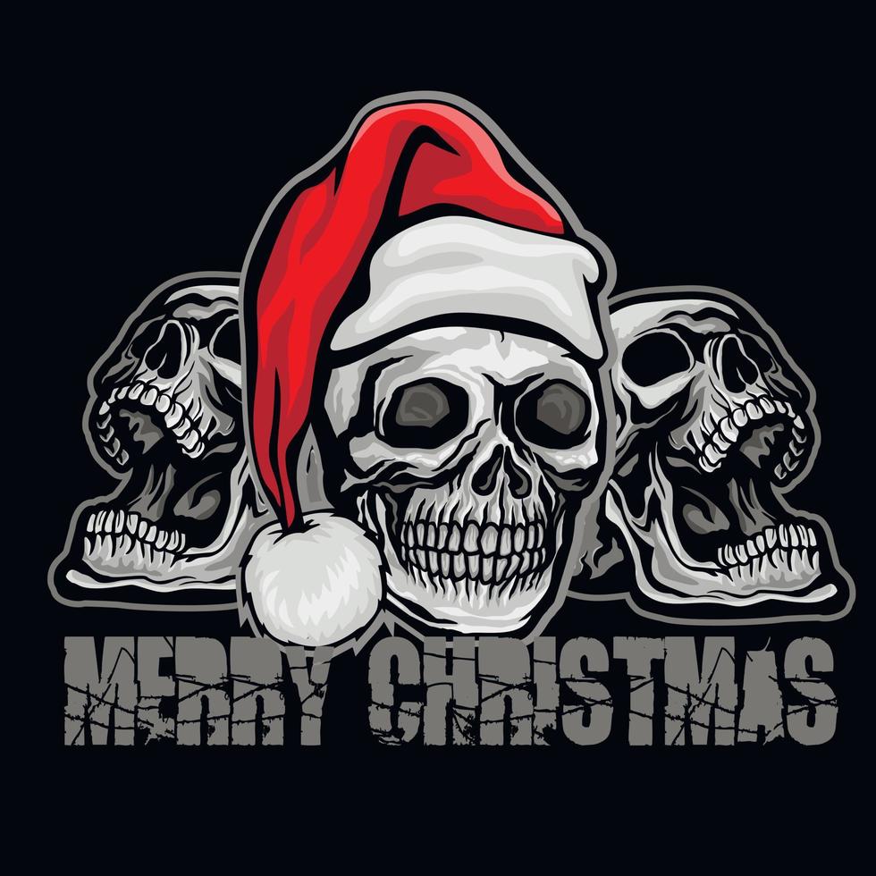 Xmas sign with skull, grunge vintage design t shirts vector