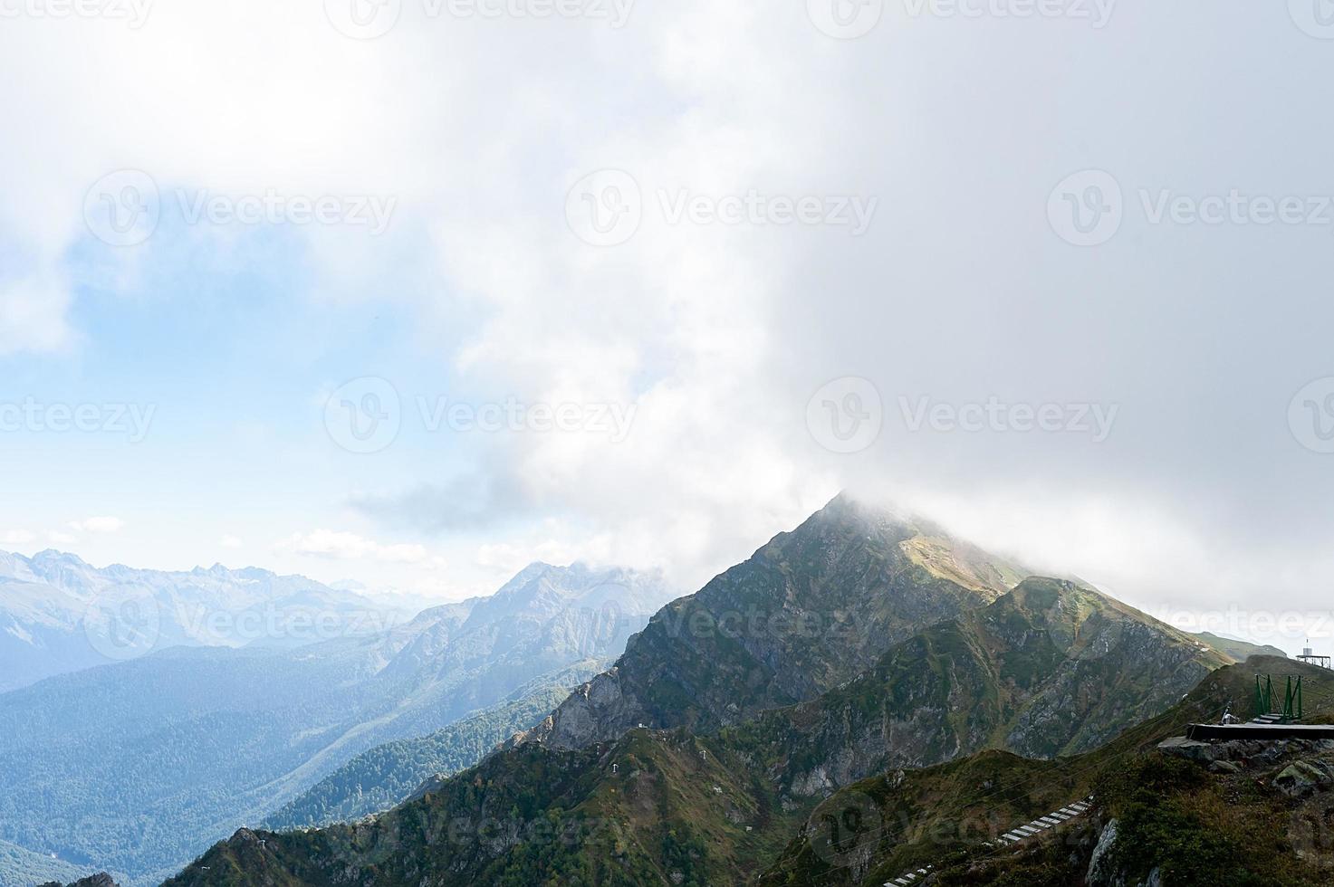 Rope bridge in Sochi mountains photo