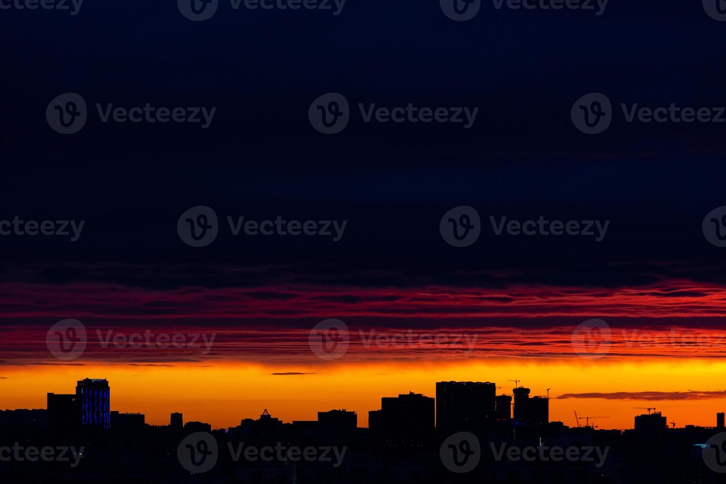silhouette of Moscow at sunset photo