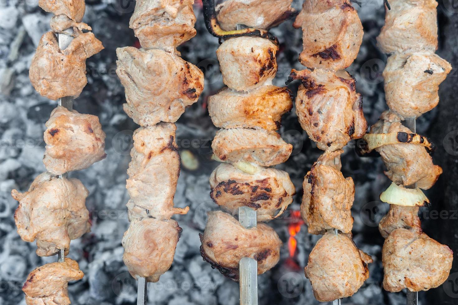 Shish kebab on coals photo