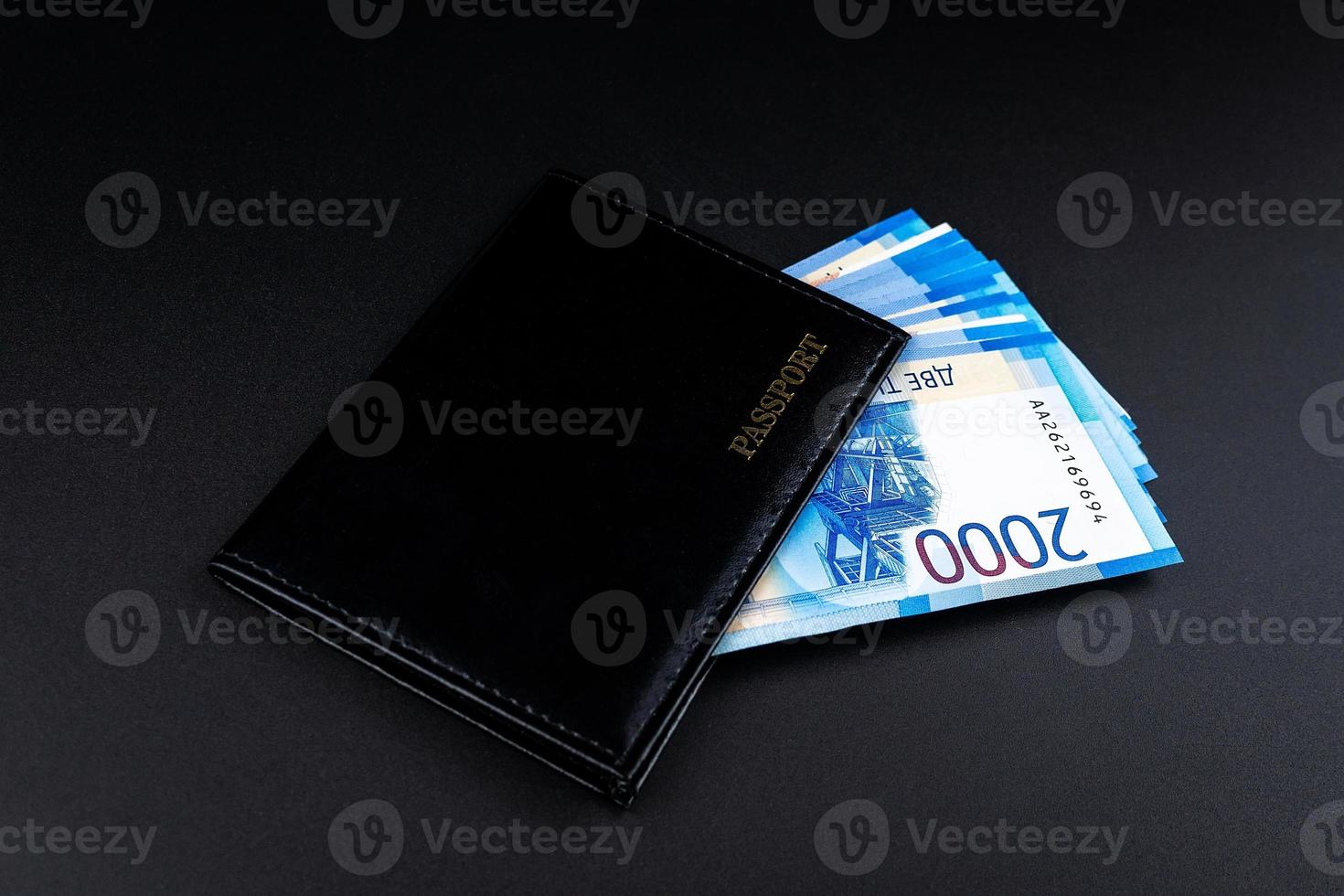 Russian passport and rubles banknotes photo