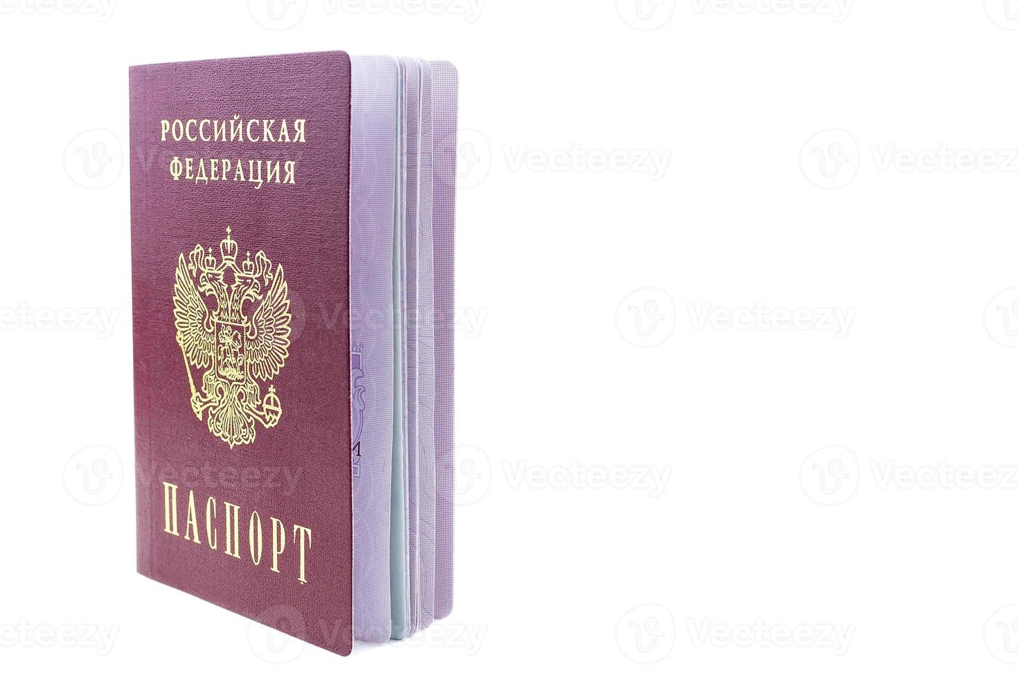 Russian passport on white background photo