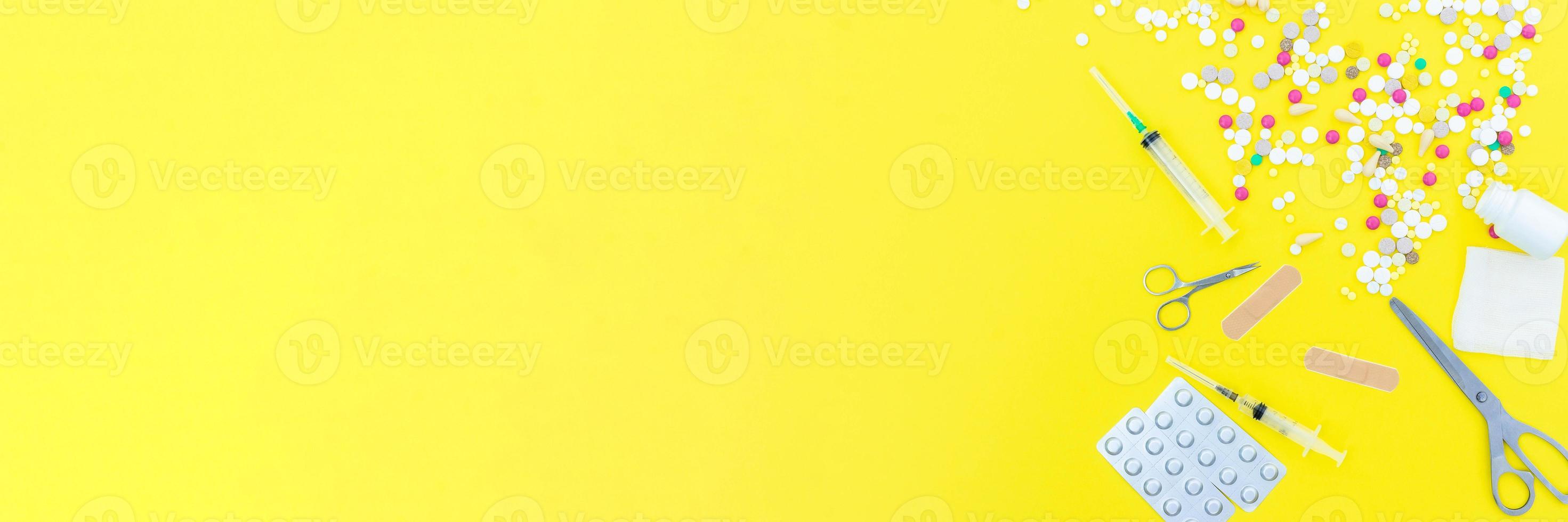 pills on a yellow background photo