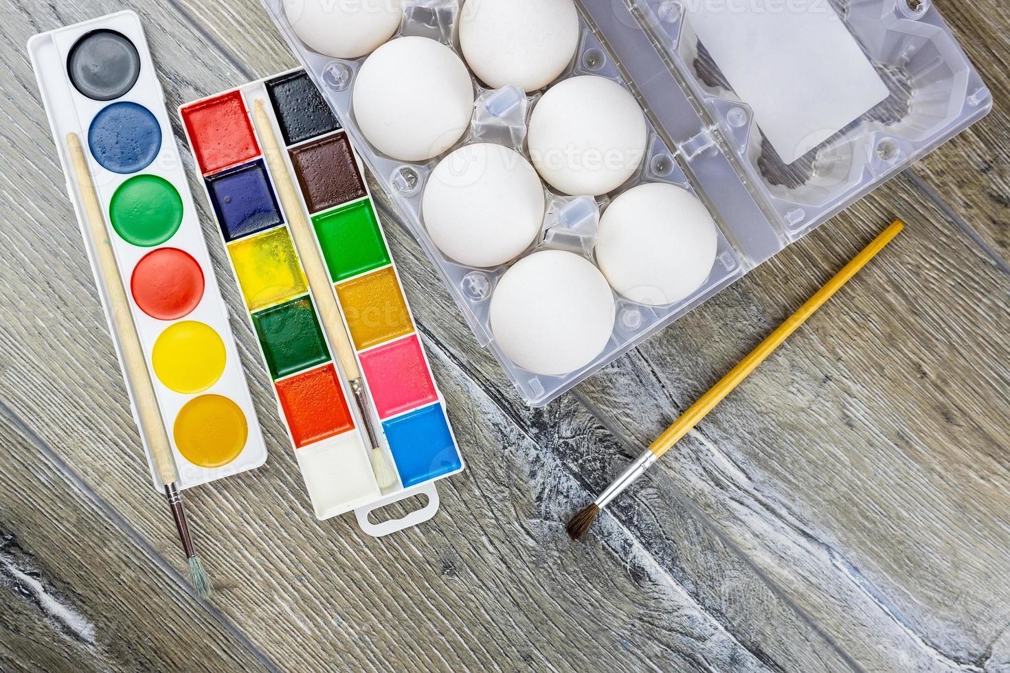 eggs and paint for Easter photo