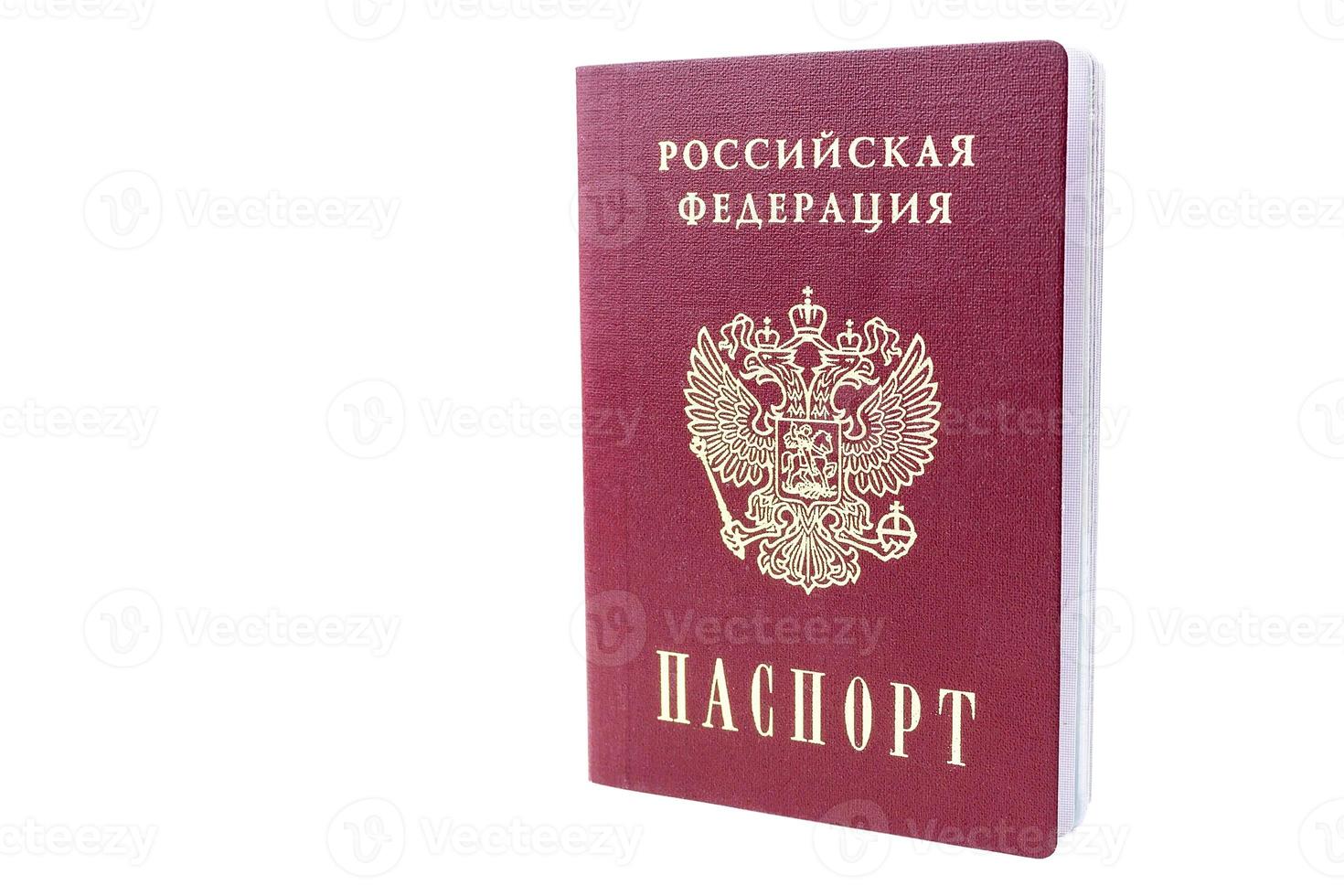 Russian passport on white background photo