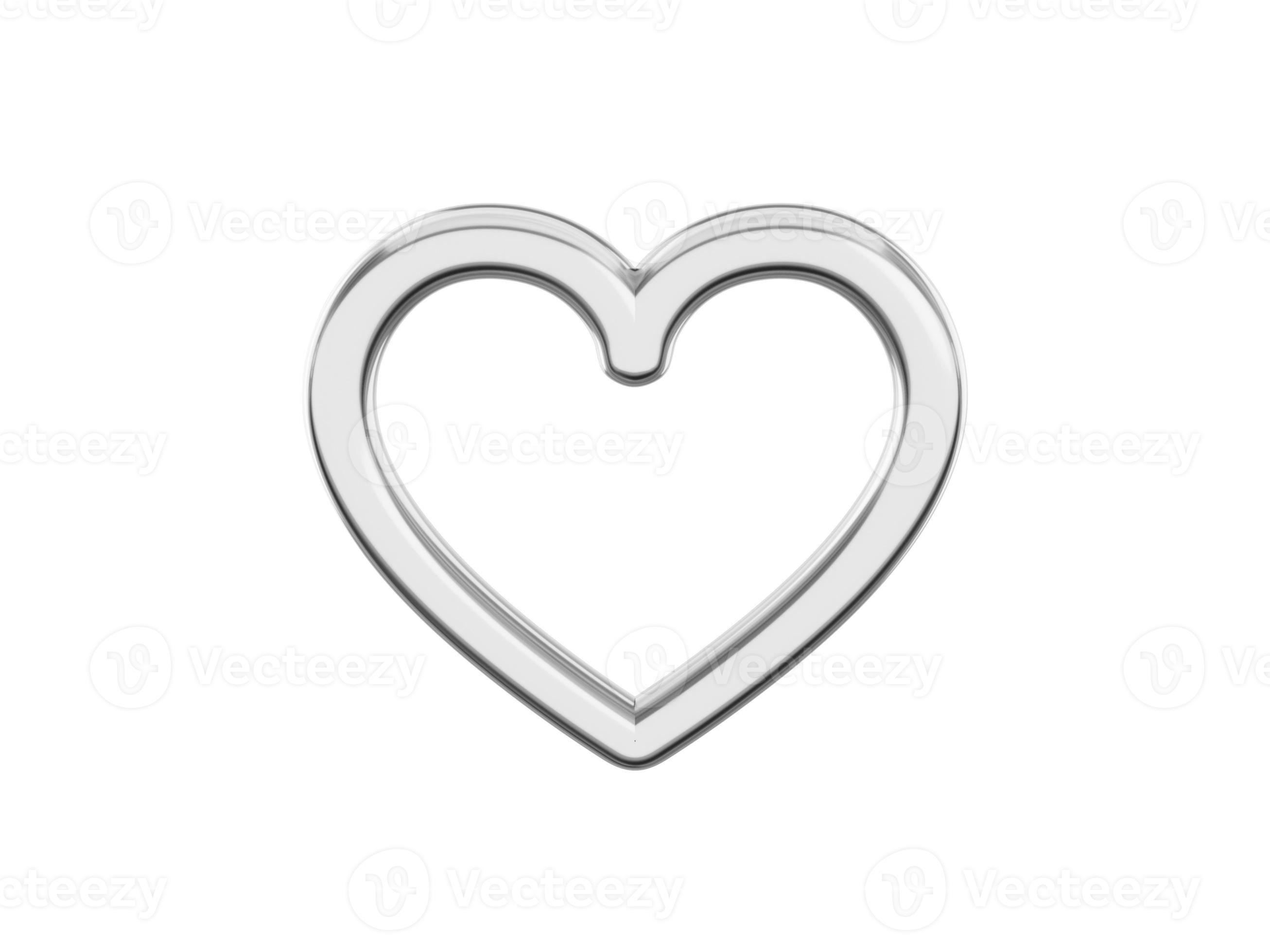 Symbol of love. Toy metal heart. Silver one color. On a white flat