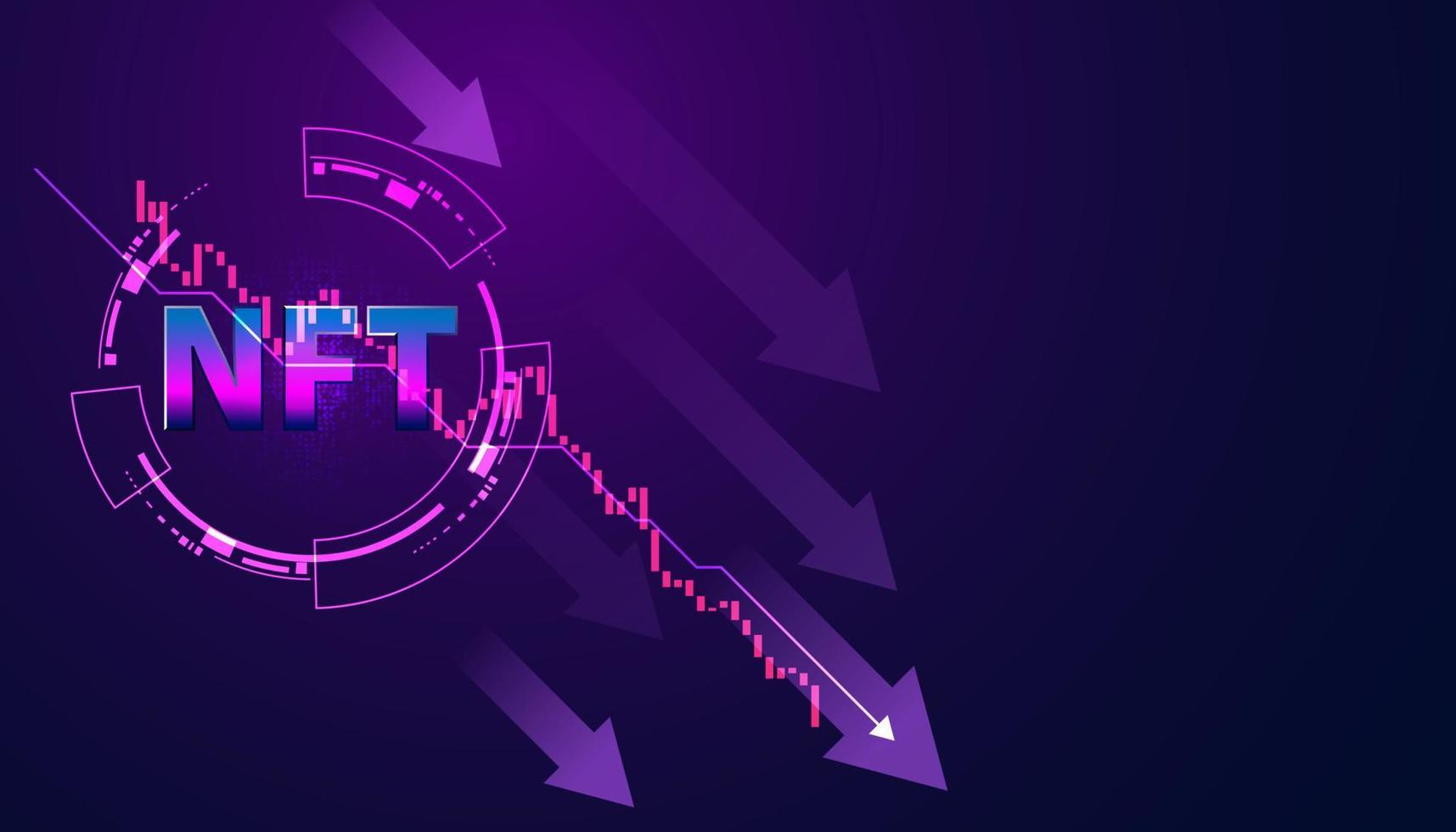 Abstract NFT Digital Trading Image in the downtrend Descending from the highest point on the background for entering text vector