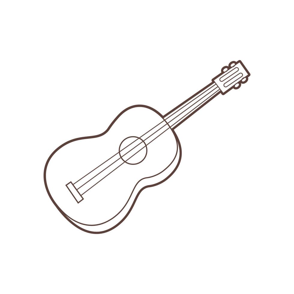 Guitar outline silhouette. Vector linear illustration.