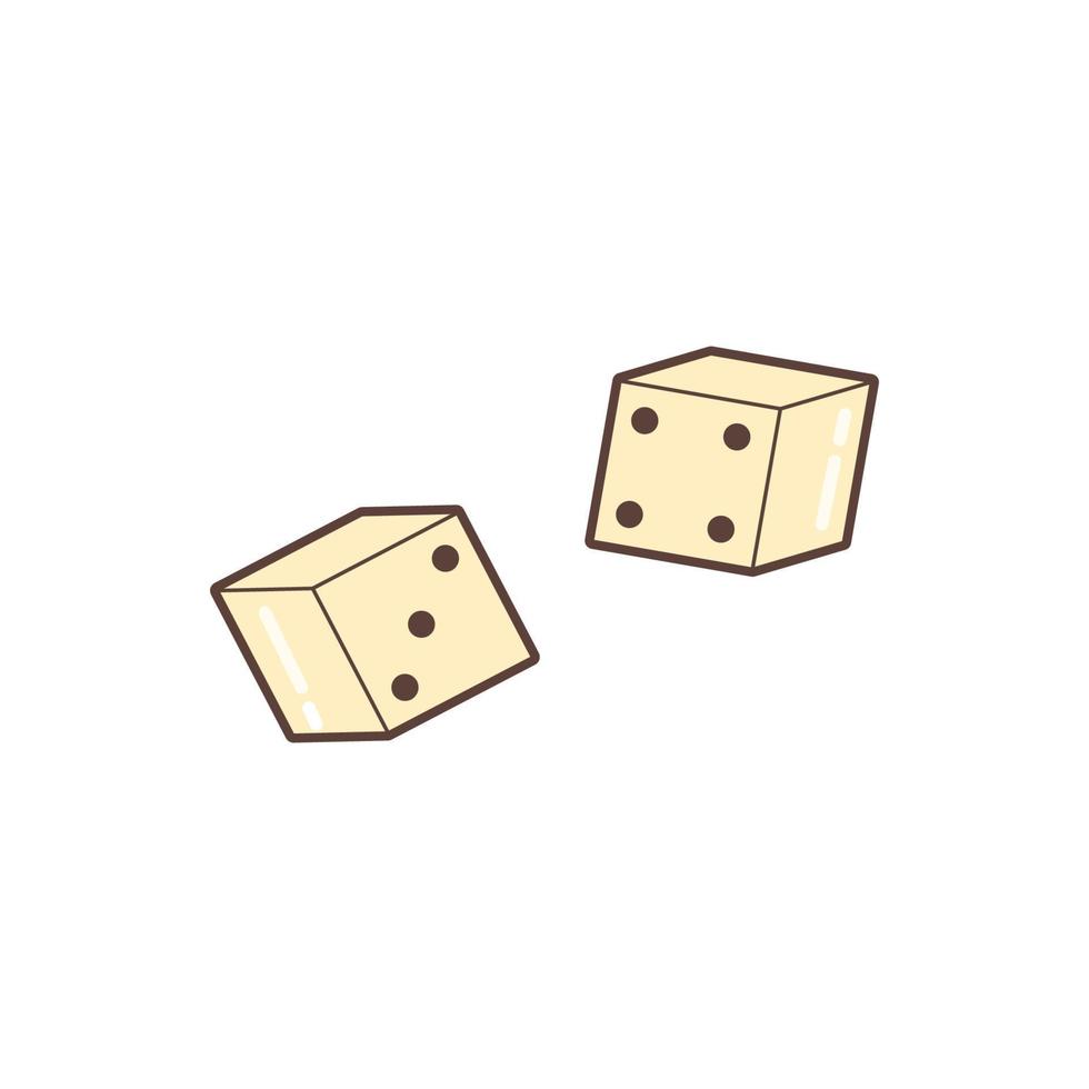 Pair of dice to gamble in retro style. Flat vector illustration.