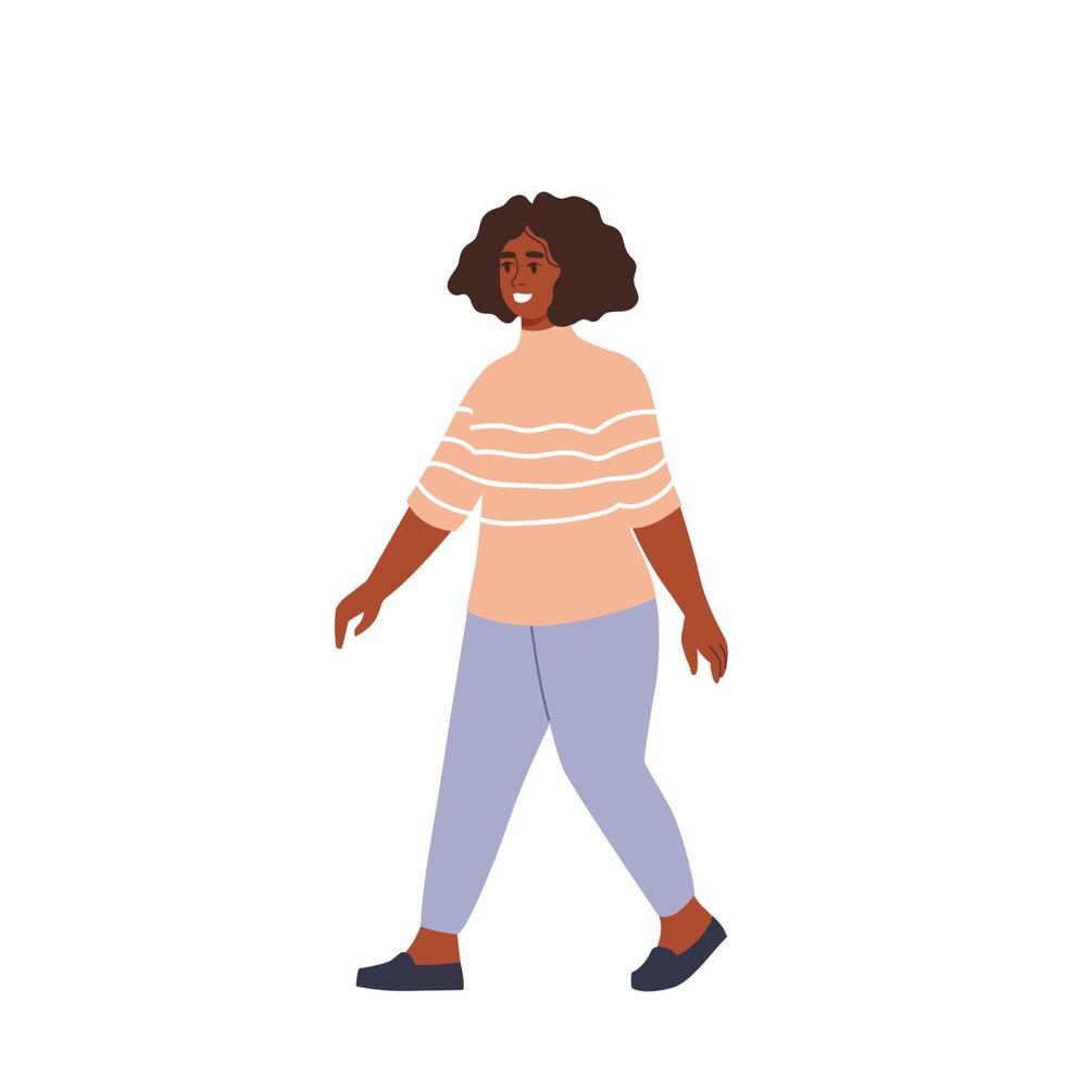 mujer caminando ilustración vectorial plana. vector