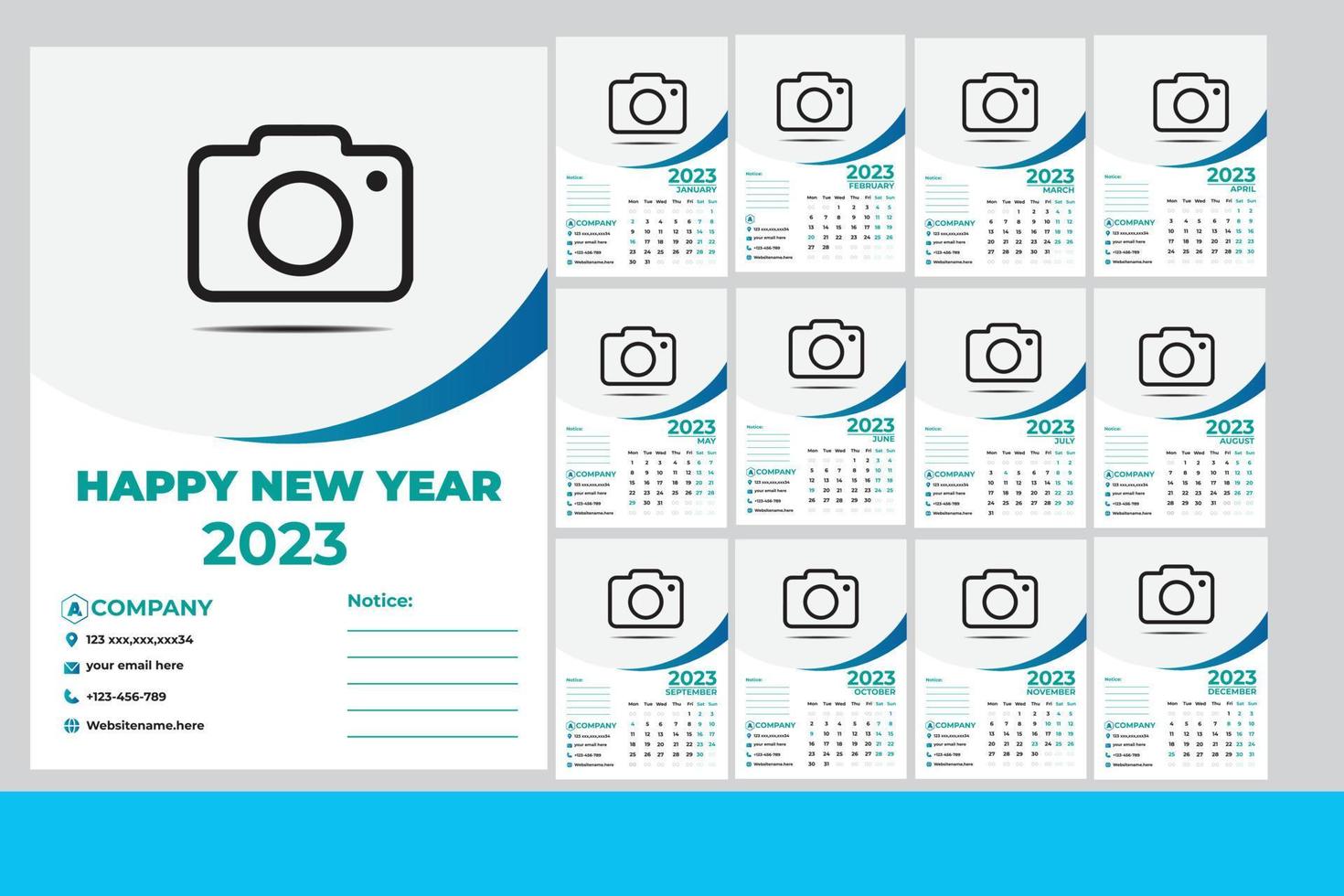 wall Calendar Template 2023 vector