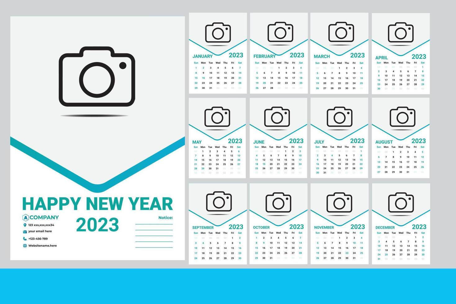 wall Calendar Template 2023 vector