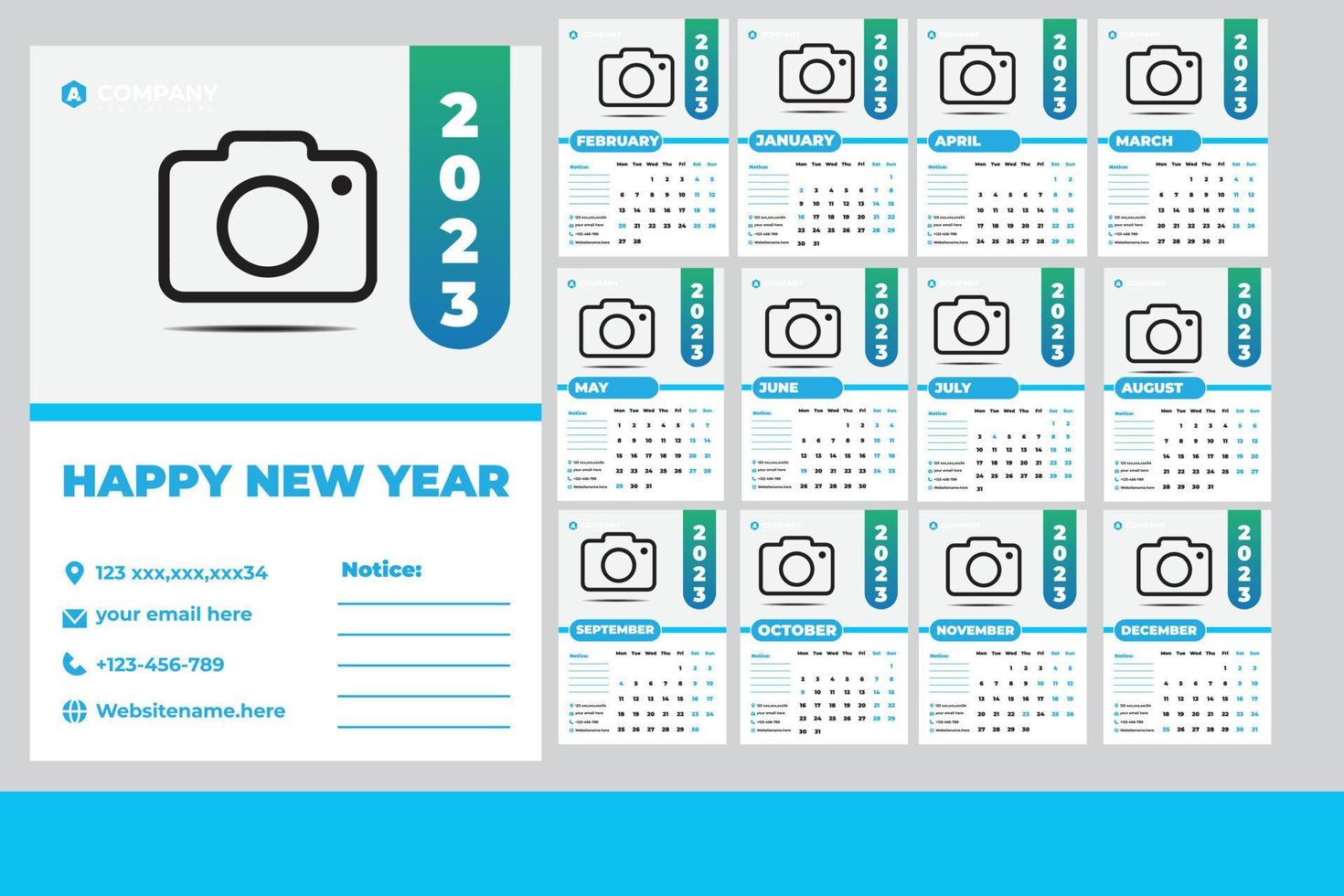 wall Calendar Template 2023 vector