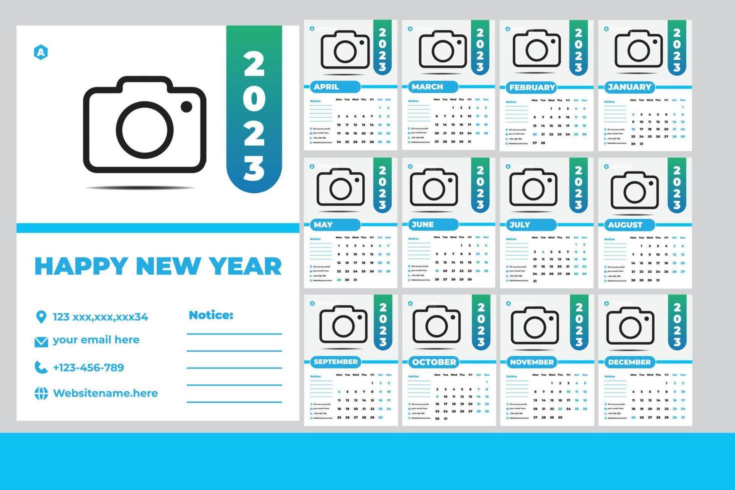 wall Calendar Template 2023 vector