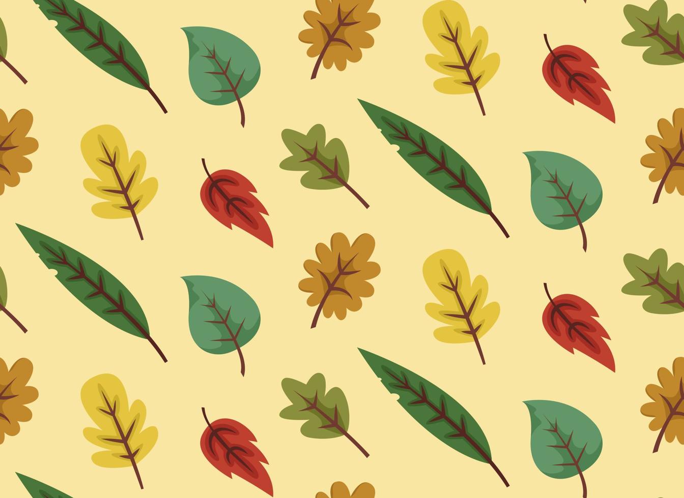 Seamless pattern with different leaves. Beautiful nature texture in cartoon style. vector