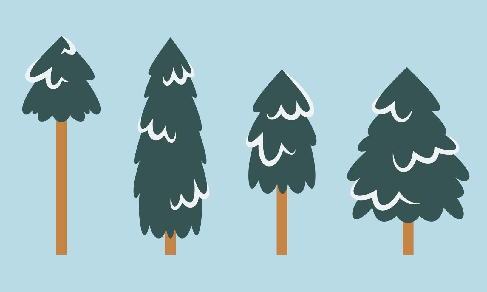 Set of firs in flat style. Beautiful evergreen trees. vector